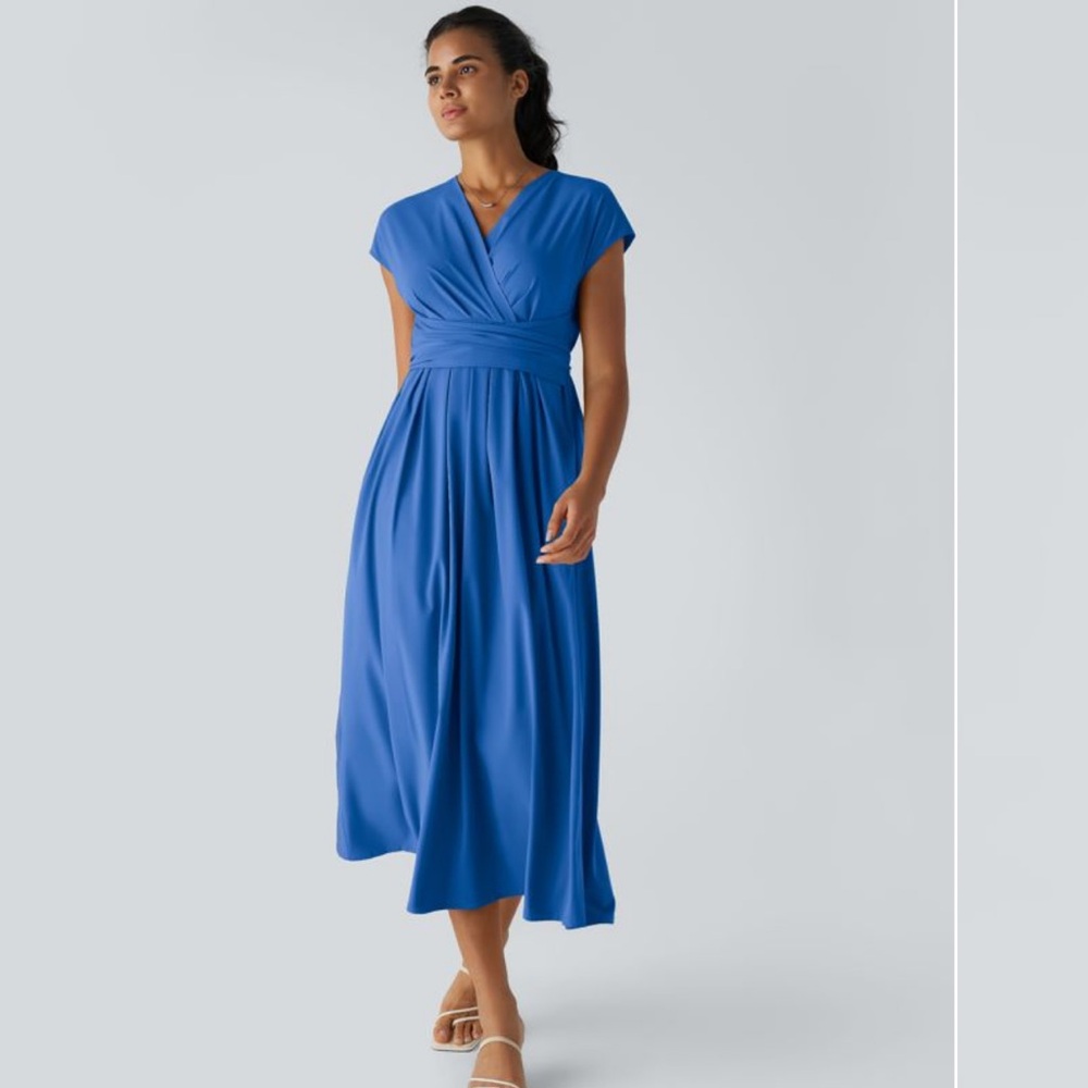 Breeze full neck short sleeve midi dress